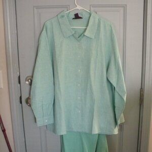 Women's 2 pc Top & Bottom Robin Egg Blue Top 2X Bottom 1X Denim & Co NWT